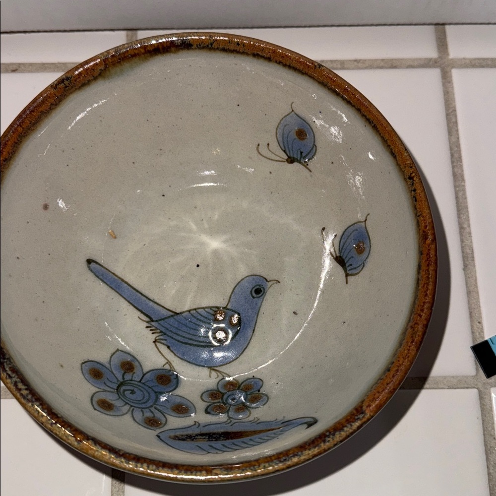 Ken Edwards Mexican TONALA POTTERY El Palomar 6.5” cereal bowl #1 🐈‍⬛
